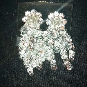 Silver sequined earrings